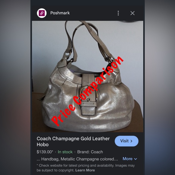 COACH F15075 Lynn Soho Metallic Shimmer Hobo Bag. - Picture 9 of 10